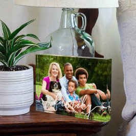 Bloque Para Fotos FAMILIA Moderno Script Blanco Overlay Nombre de la