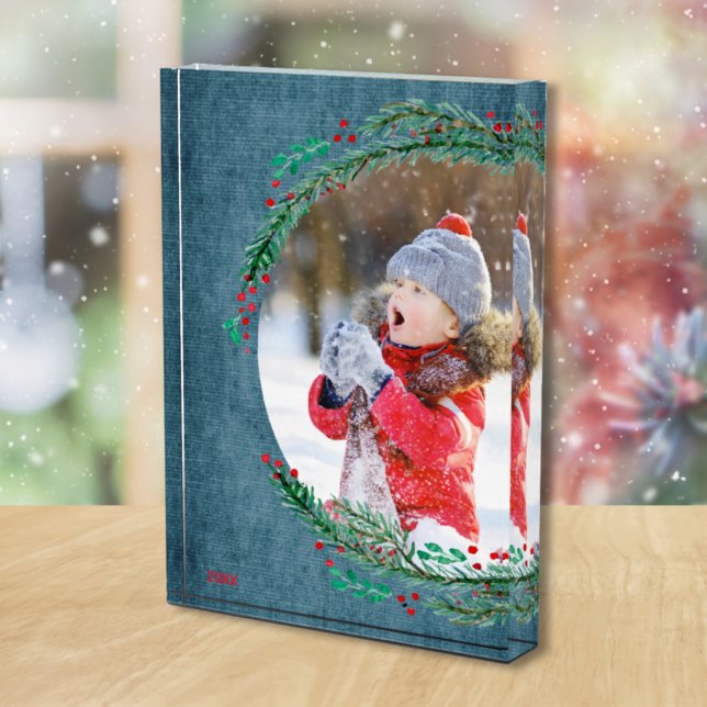 Bloque Para Fotos Familia navidad Pine Wreath (Subido por el creador)