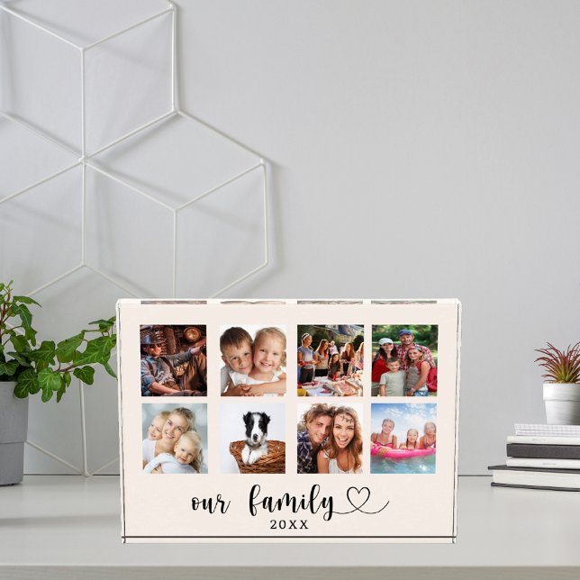 Bloque Para Fotos Family photo collage love heart script beige cream (Subido por el creador)