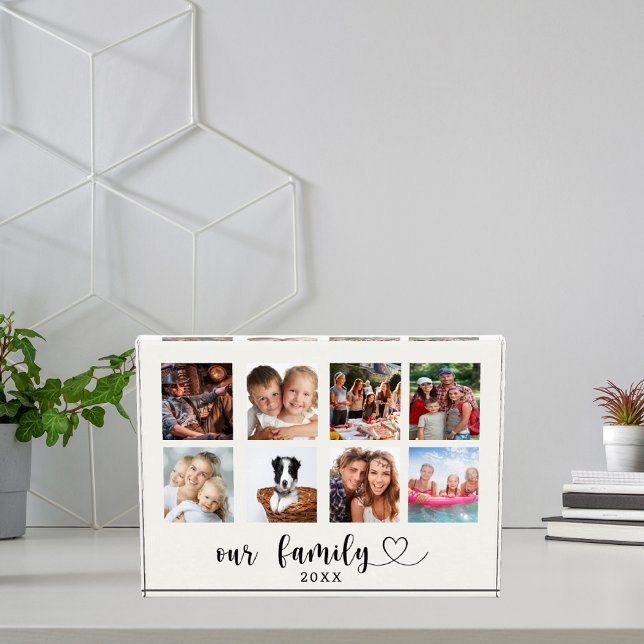 Bloque Para Fotos Family photo collage love heart script ivory (Subido por el creador)