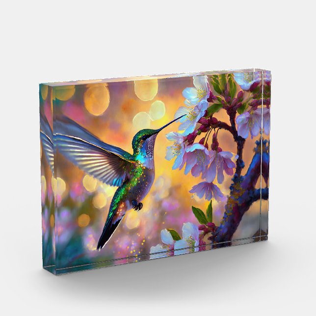 Bloque Para Fotos Fantasía de flor de cerezo Colibrí (Izquierda)