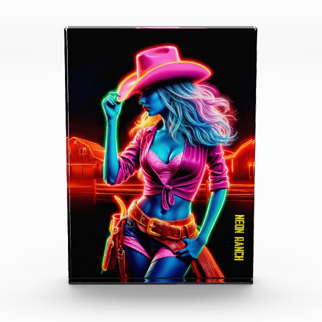 Bloque Para Fotos Fantasía de neón vaquera en un brillante escenario (Anverso)