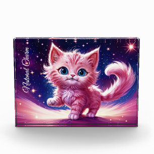 Bloque Para Fotos Fantasía rosa flauta gatito ojos azules brillantes