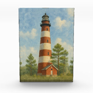 Bloque Para Fotos Faro de Assateague Acuarela