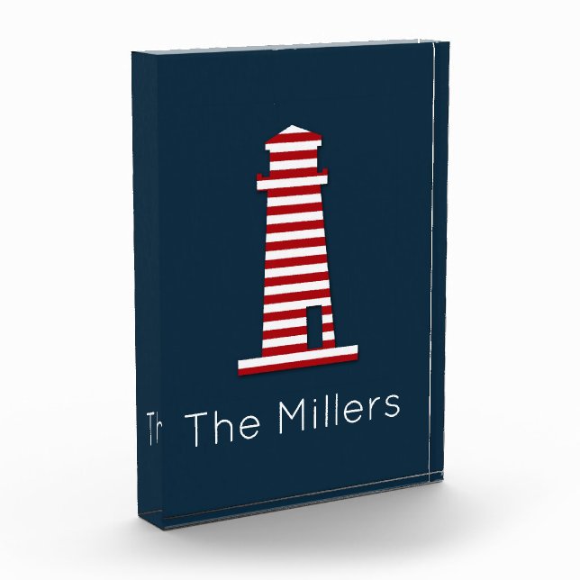 Bloque Para Fotos Faro Náutico NOMBRE Familia Océano Patriótico (Izquierda)