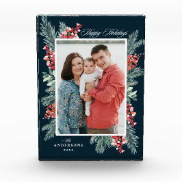 Bloque Para Fotos Felices Fiestas de Holly y Evergreen