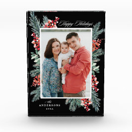 Bloque Para Fotos Felices Fiestas de Holly y Evergreen