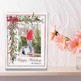 Bloque Para Fotos Felices Fiestas Familia Mistletoe Red Bow