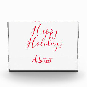 Bloque Para Fotos Felices vacaciones Navidades caligrafía roja simpl