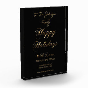 Bloque Para Fotos Felices vacaciones Navidades únicos de oro y negro