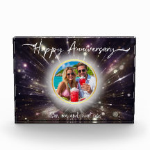 Feliz aniversario Acrílico personalizado| Luz púrp