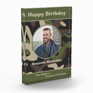 Bloque Para Fotos Feliz cumpleaños, Personalizado de camuflaje milit