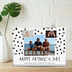 Bloque Para Fotos Feliz Día del Padre Patrón blanco negro 3