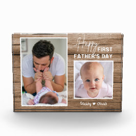 Bloque Para Fotos Feliz Día del Primer Padre Nueva Madera de Papá 2 