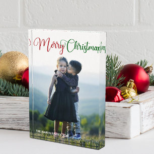Bloque Para Fotos Feliz Navidad Elegante Red Green Script Family