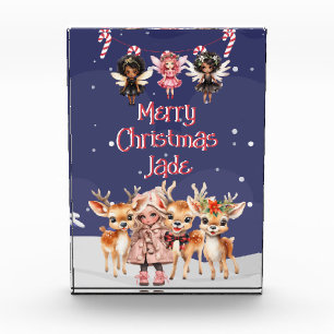 Bloque Para Fotos Feliz Navidad Leche de menta de reno con nombre