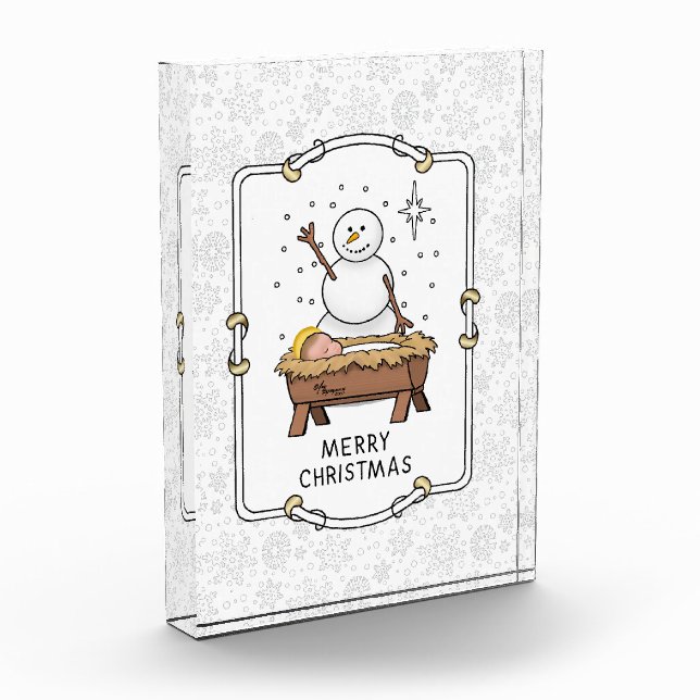 Bloque Para Fotos Feliz Navidad Natividad Niño Jesús Snowman (Izquierda)