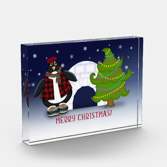 Bloque Para Fotos Feliz Navidad! Pingüino | Decoración de estantes d (Izquierda)