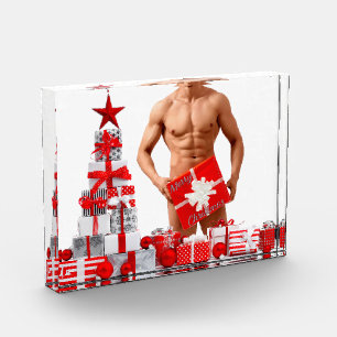 Bloque Para Fotos Feliz Navidad SlipperyJoe regalo rojo blanco plata
