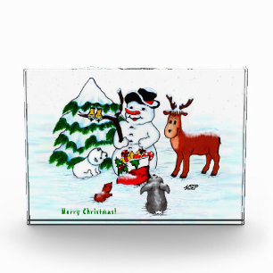 Bloque Para Fotos ¡Feliz Navidad! Snowman con sus amigos
