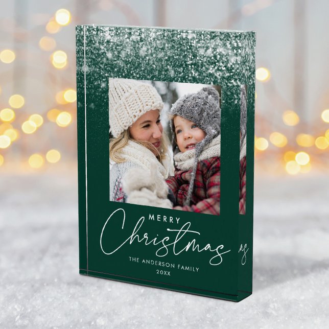 Bloque Para Fotos Feliz Navidad Verde Nochebuena de nieve (Subido por el creador)