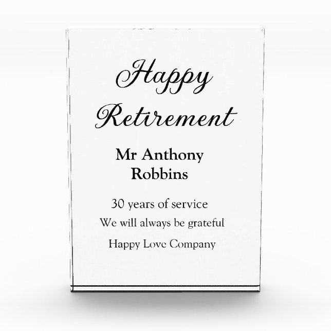Bloque Para Fotos Feliz retiro añadir nombre años de servicio jubila (Anverso)