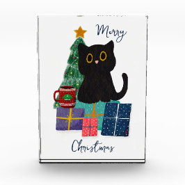 Bloque Para Fotos Festividad Feliz Navidad Cute Negro Cat Café Arte