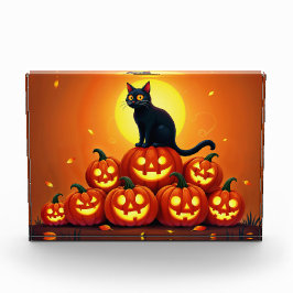 Bloque Para Fotos Festividades de Halloween con gatos y luna llena