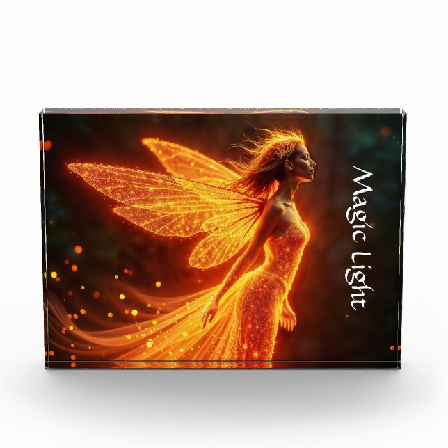 Bloque Para Fotos Fiery hada chica alas rojas brillantes lindo neón  (Anverso)