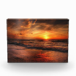 Bloque Para Fotos Fiery Sunset Ocean Waves