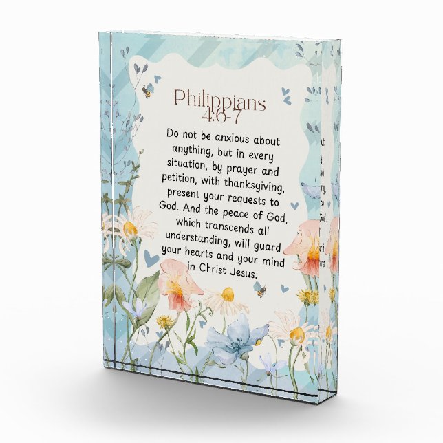 Bloque Para Fotos Filipinas 4:6-7 Biblia cristiana Verse acuarela (Derecha)