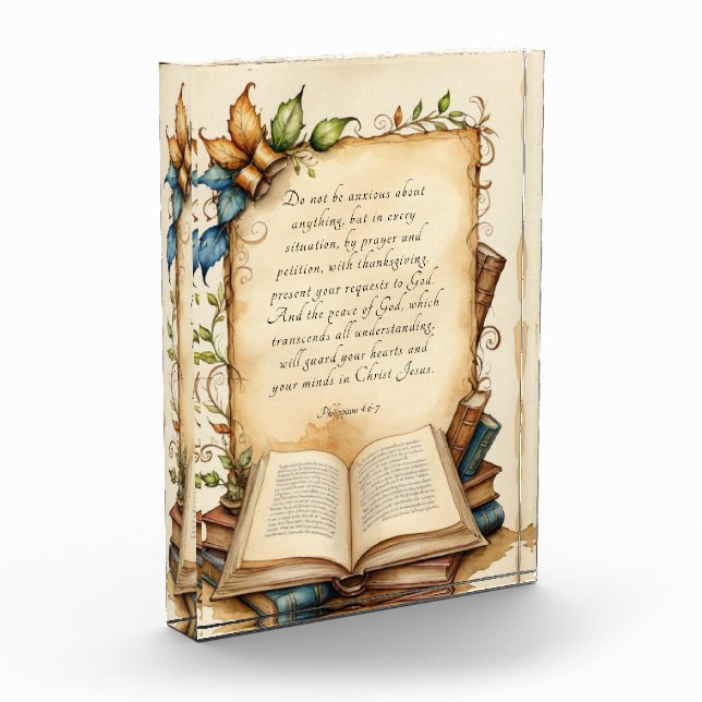 Bloque Para Fotos Filipinas 4:6-7 Biblia cristiana Verse arte (Izquierda)