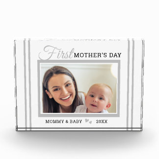 Bloque Para Fotos First Mother's Day New Mom White Photo Block