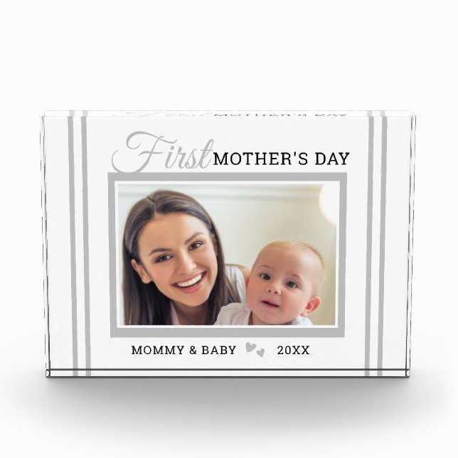 Bloque Para Fotos First Mother's Day New Mom White Photo Block (Anverso)