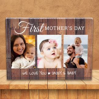Bloque Para Fotos First Mother's Day Rustic Pallet Wood 3 Picture