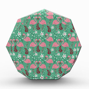 Bloque Para Fotos Flamingo floral sin soldadura patrón rosa verde