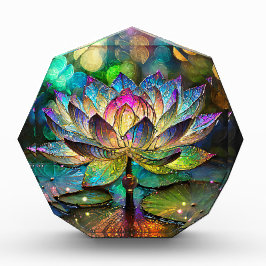Bloque Para Fotos Flor de Loto Vibrante de Vidrio Teñido