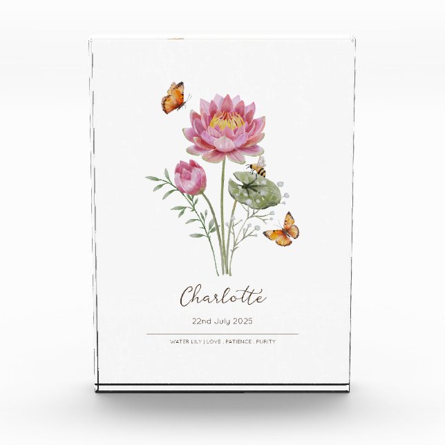 Bloque Para Fotos Flor del mes de nacimiento de Nenúfar (Anverso)