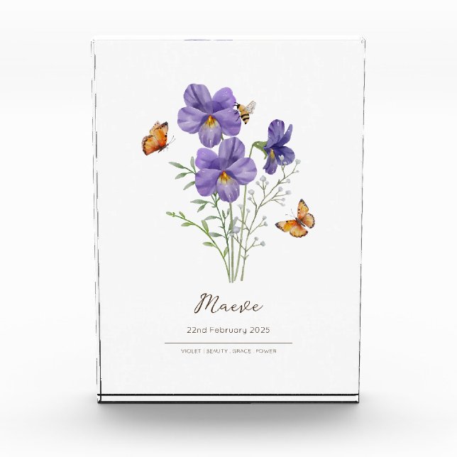 Bloque Para Fotos Flor del mes de nacimiento Violeta (Anverso)