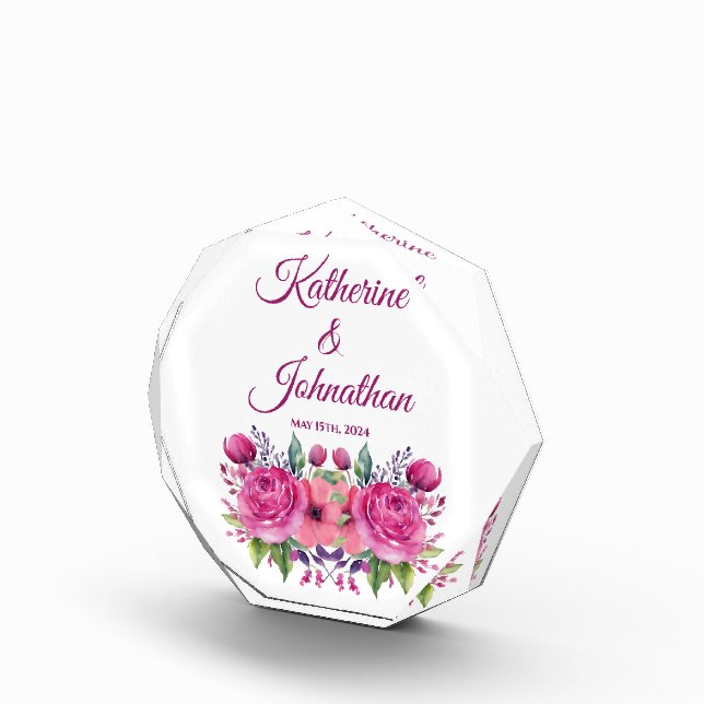 Bloque Para Fotos Flor rosa acuarela Bouquet-Boda Keepsake- (Derecha)
