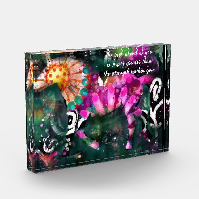 Bloque Para Fotos Floral de caballo inspiradora abstracta (Izquierda)