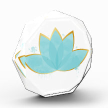 Floral Lotus acuarela Seafoam Blue & Faux Gold