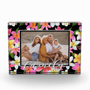 Bloque Para Fotos Floral tropical de escritura FAMILIAR