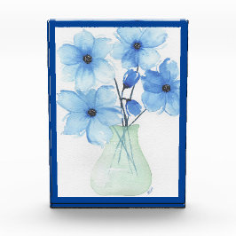 Bloque Para Fotos Flores azules en un jarrón Tarjetas de notas