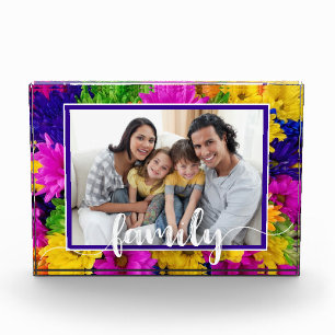 Bloque Para Fotos Flores coloridas con guiones de la familia
