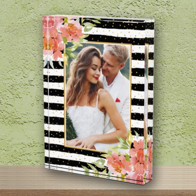 Bloque Para Fotos Flores en franjas blancas negras (Subido por el creador)