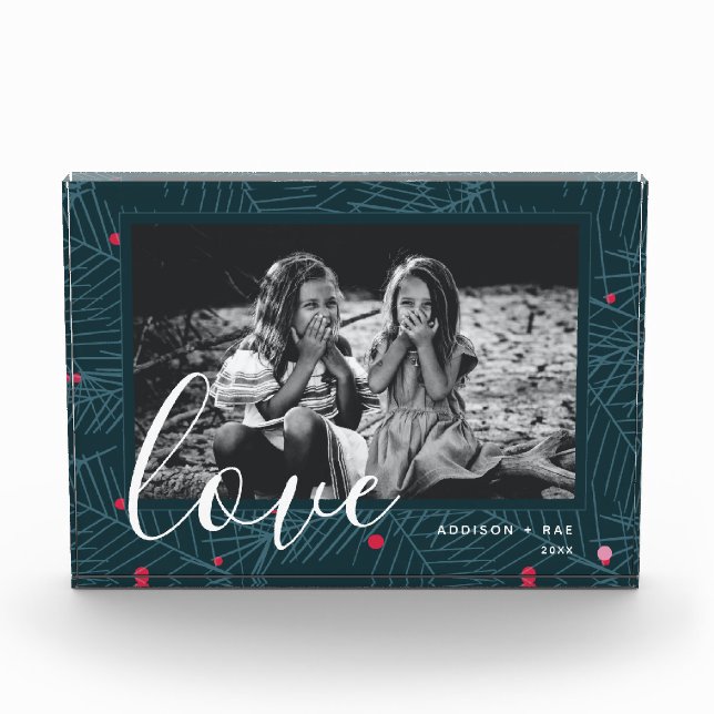 Bloque Para Fotos Foliage personalizado y berries de amor navideño (Anverso)