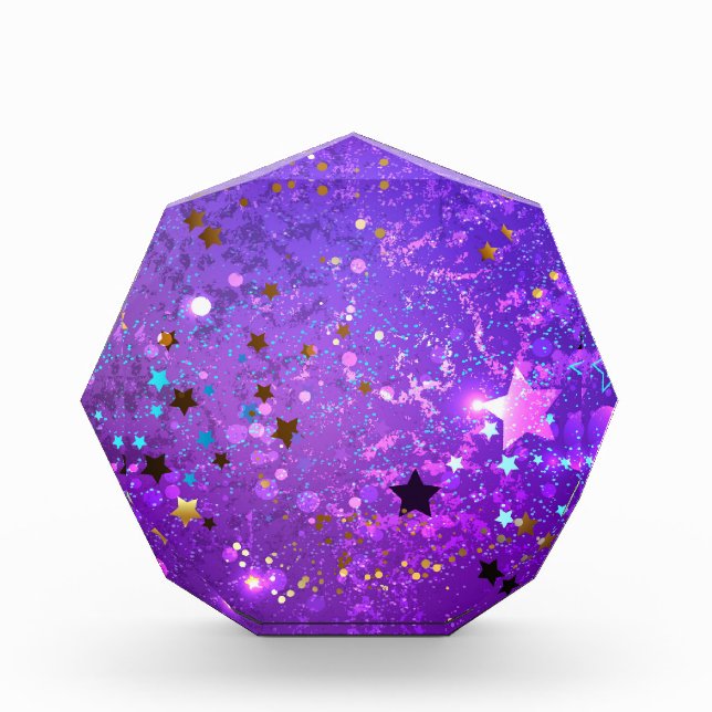 Bloque Para Fotos Fondo de Relieve metalizado púrpura con estrellas (Anverso)