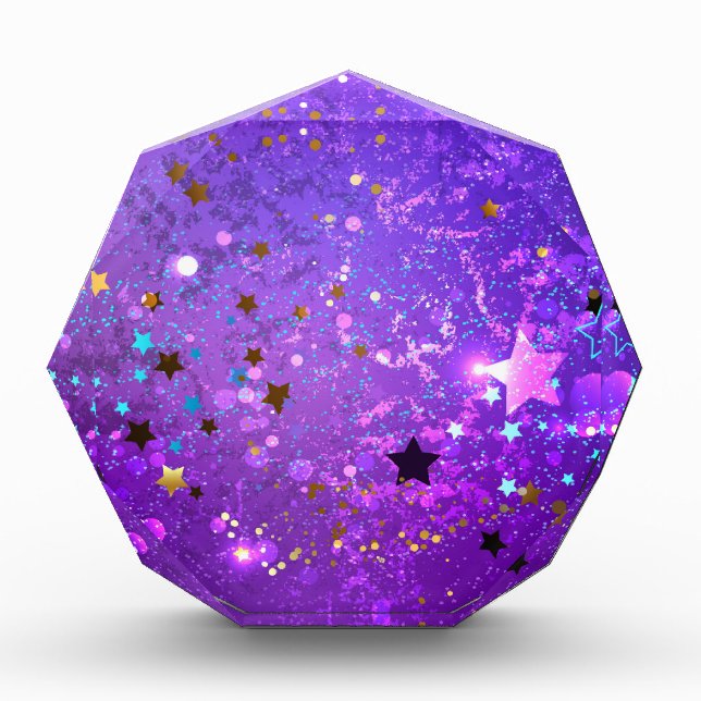 Bloque Para Fotos Fondo de Relieve metalizado púrpura con estrellas (Anverso)