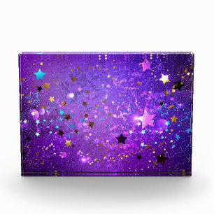 Bloque Para Fotos Fondo de Relieve metalizado púrpura con estrellas